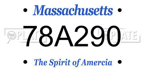 78A290 Massachusetts License Plate