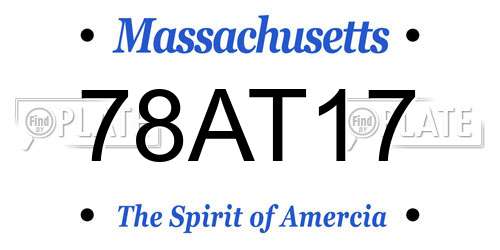 78AT17 Massachusetts License Plate