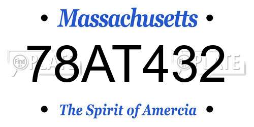78AT432 Massachusetts License Plate