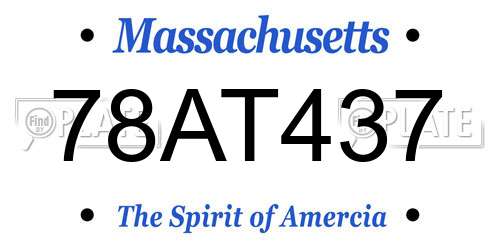 78AT437 Massachusetts License Plate