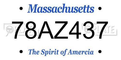 78AZ437 Massachusetts License Plate