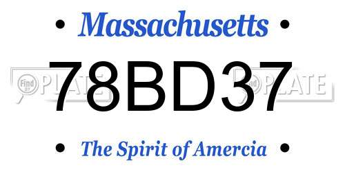 78BD37 Massachusetts License Plate