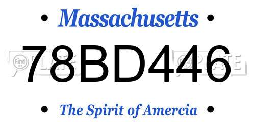 78BD446 Massachusetts License Plate