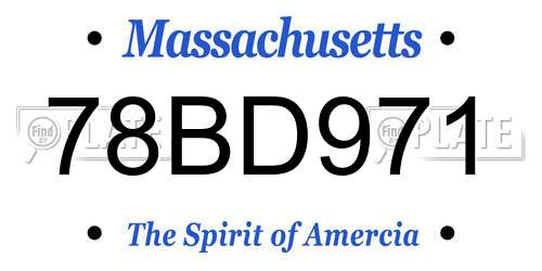 78BD971 Massachusetts License Plate