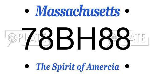 78BH88 Massachusetts License Plate