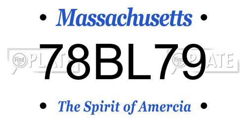 78BL79 Massachusetts License Plate