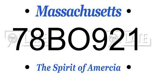 78BO921 Massachusetts License Plate