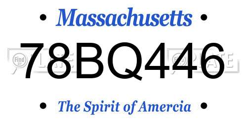 78BQ446 Massachusetts License Plate