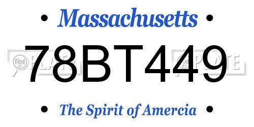78BT449 Massachusetts License Plate