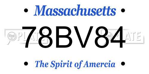 78BV84 Massachusetts License Plate