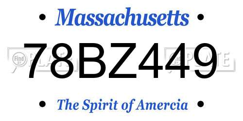 78BZ449 Massachusetts License Plate