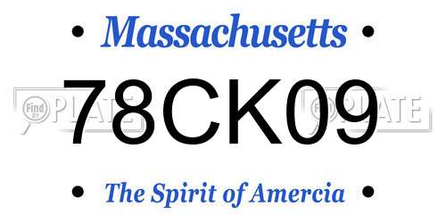 78CK09 Massachusetts License Plate