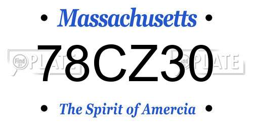78CZ30 Massachusetts License Plate