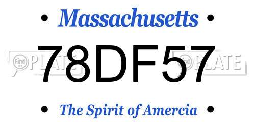 78DF57 Massachusetts License Plate