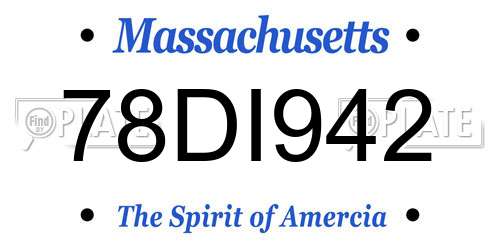 78DI942 Massachusetts License Plate