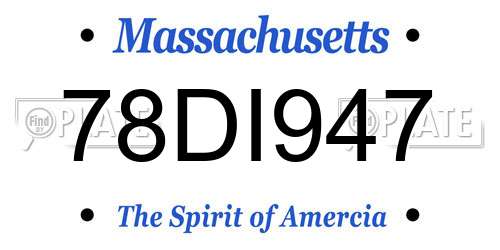 78DI947 Massachusetts License Plate