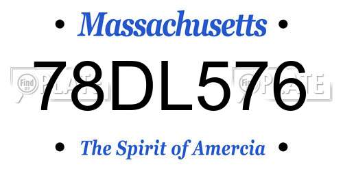 78DL576 Massachusetts License Plate