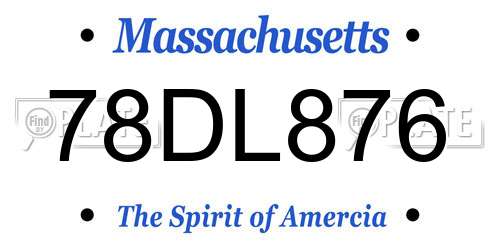 78DL876 Massachusetts License Plate