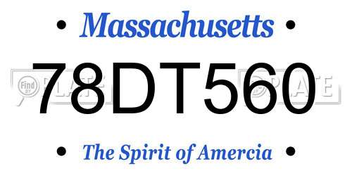 78DT560 Massachusetts License Plate