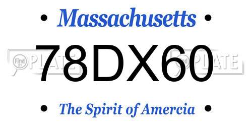 78DX60 Massachusetts License Plate