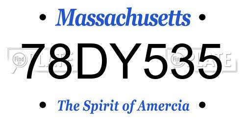 78DY535 Massachusetts License Plate