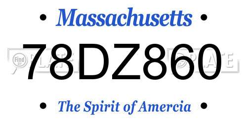 78DZ860 Massachusetts License Plate