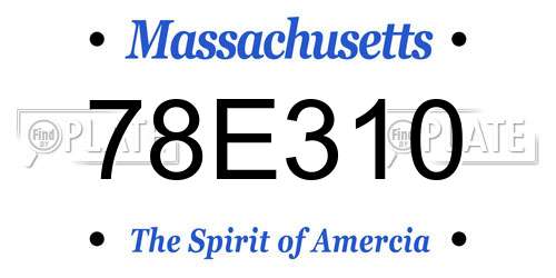 78E310 Massachusetts License Plate
