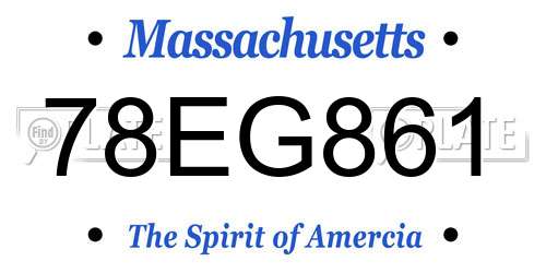 78EG861 Massachusetts License Plate