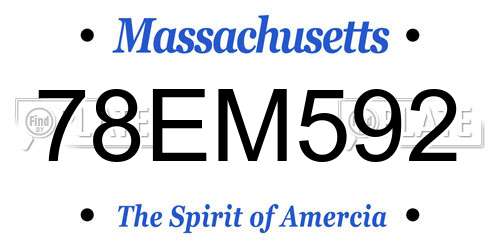 78EM592 Massachusetts License Plate