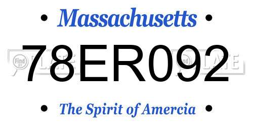 78ER092 Massachusetts License Plate