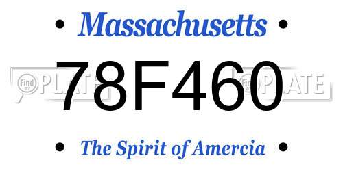 78F460 Massachusetts License Plate