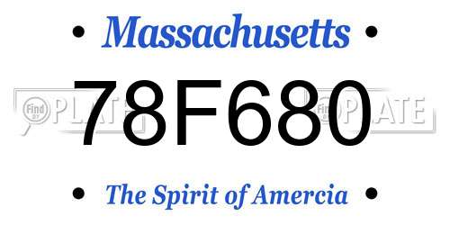 78F680 Massachusetts License Plate