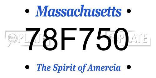 78F750 Massachusetts License Plate