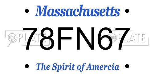 78FN67 Massachusetts License Plate