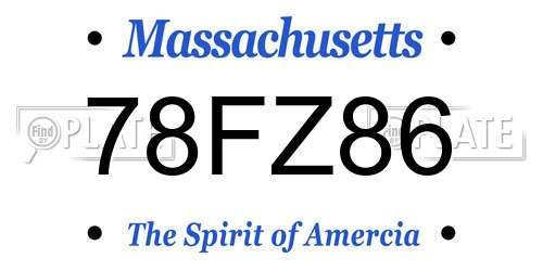 78FZ86 Massachusetts License Plate