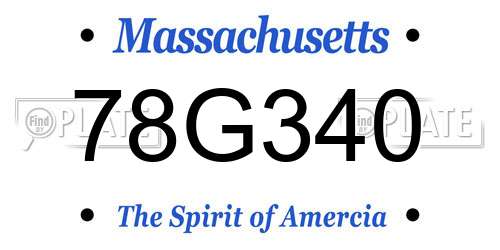 78G340 Massachusetts License Plate
