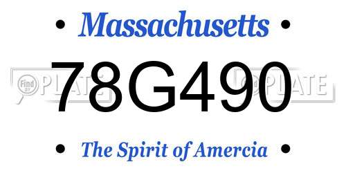 78G490 Massachusetts License Plate
