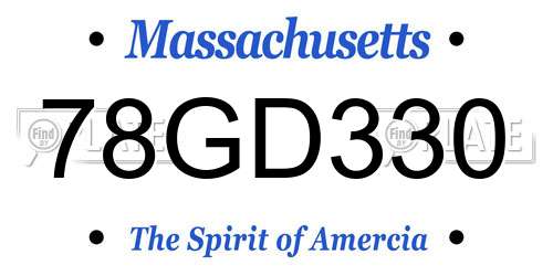 78GD330 Massachusetts License Plate