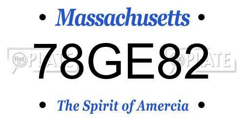 78GE82 Massachusetts License Plate
