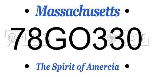 78GO330 Massachusetts License Plate