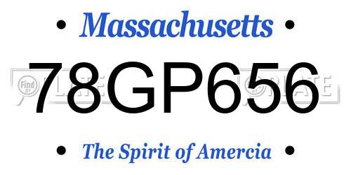 78GP656 Massachusetts License Plate