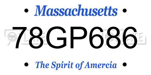 78GP686 Massachusetts License Plate