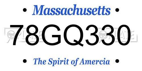 78GQ330 Massachusetts License Plate