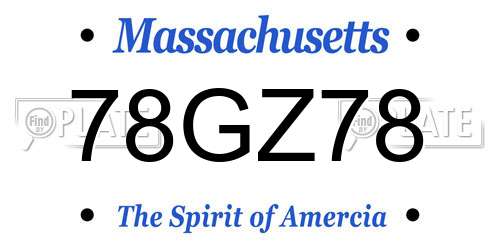 78GZ78 Massachusetts License Plate