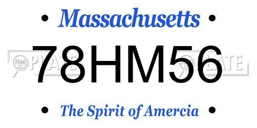 78HM56 Massachusetts License Plate