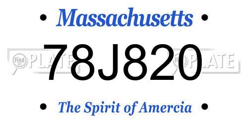 78J820 Massachusetts License Plate