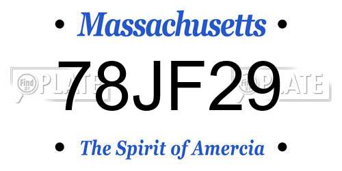 78JF29 Massachusetts License Plate