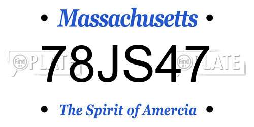 78JS47 Massachusetts License Plate
