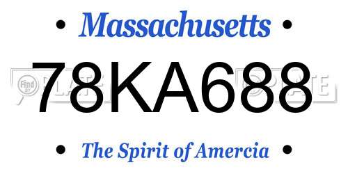 78KA688 Massachusetts License Plate