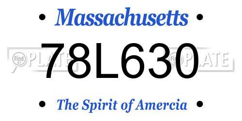 78L630 Massachusetts License Plate
